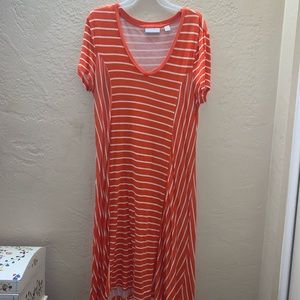 Orange and white striped dress